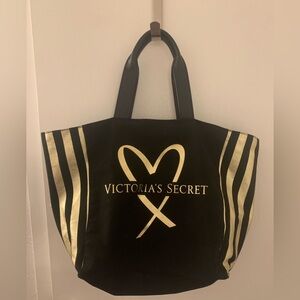 Victoria's Secret Black Tote with Gold Accents